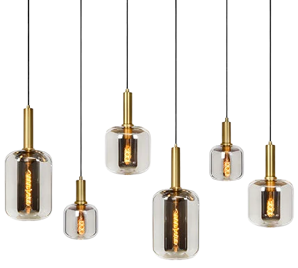 Lámpara colgante metal vidrio negro humo 1,32 mt. 6 luces E27 - LULC0125