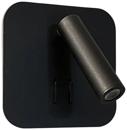 Apliqué aluminio negro 2 luces 14x14 cm LED 8W eclipse, 3W lector - TOAP0002