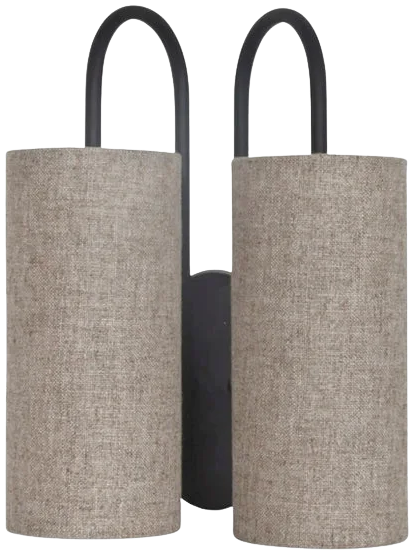 Aplique lino natural metal negro 23x11x30 cm 2 luces E14 - OPAP0018