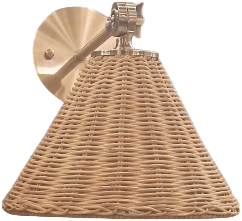 Aplique metal dorador ratán café Ø25x34x30 cm E27 - LGAP0128