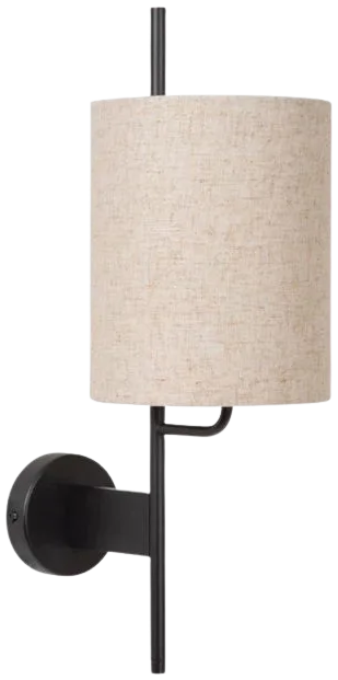 Aplique metal negro pantalla lino beige Ø18cm E27 - LUAP0169