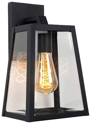 Aplique metal negro vidrio transparente 18x14,5x30,5 cm E27 - LUAP0045