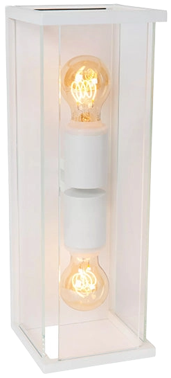 Apliqué metal vidrio blanco exterior IP 54 14x40 cm 2 luces E27 - LUAP0189