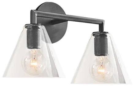 Aplique metal vidrio grafito 45x23 cm 2 luces E27 - LGAP0090