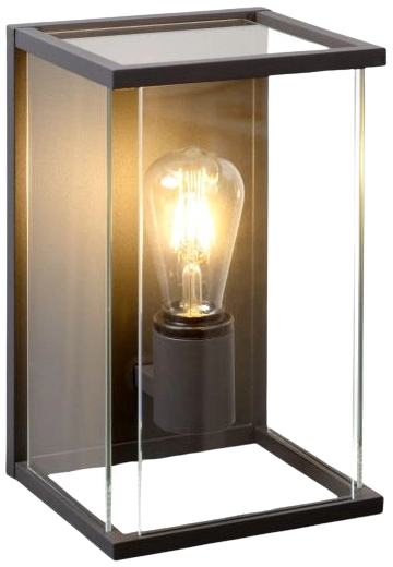 Apliqué metal vidrio grafito exterior IP 54 18x30 cm E27 - LUAP0086