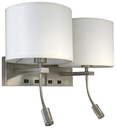 Apliqué pantalla tela doble E27 con lector LED 3W - BHAP0002
