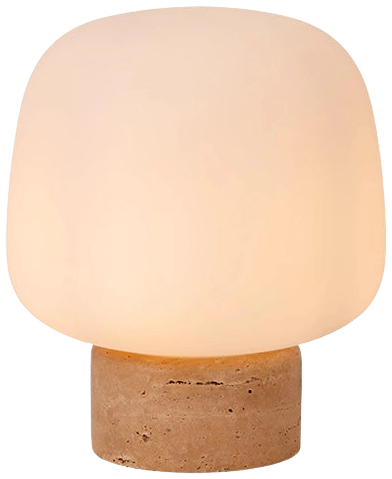 Lámpara de mesa travertino taupe vidrio opal Ø22 cm E14 - LULS0209