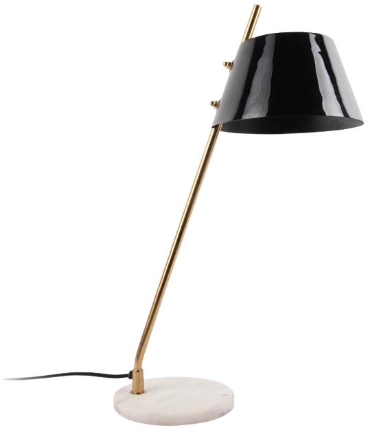 Lámpara sobremesa metal negro dorado mármol blanco Ø16x53 cm E14 - PGLS0053