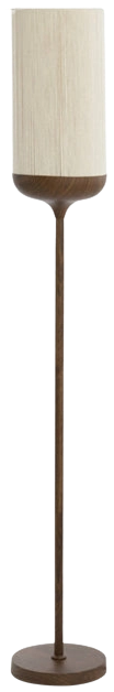 Lámpara de pie metal estampado madera marrón oscuro cuerda crema Ø23x159 cm E27 - LLLP0088