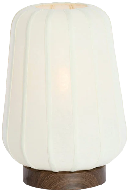 Lámpara de mesa metal estampado madera marrón oscuro blanco Ø30x41,5 cm - LLLS0370