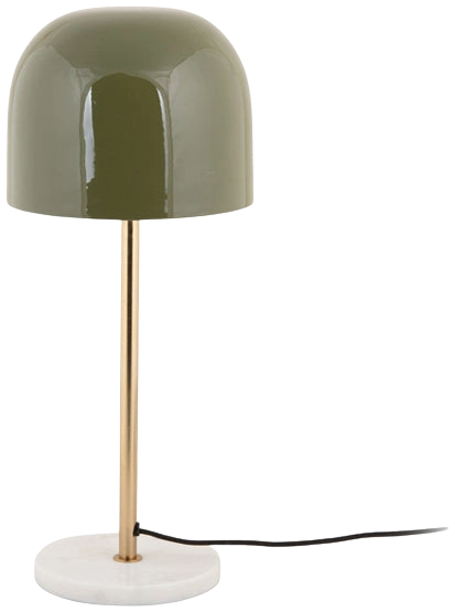 Lámpara sobremesa metal verde olivo dorado mármol blanco Ø20x50 cm E14 - PGLS0056