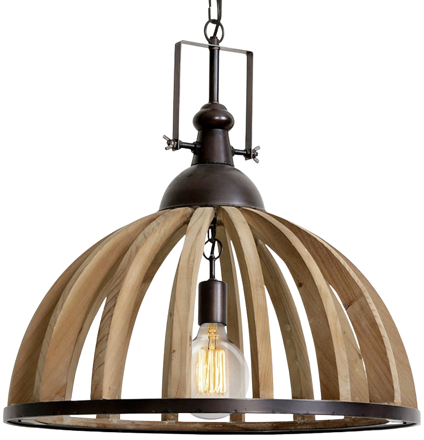 Lámpara colgante madera zinc café Ø60x60 cm E27 - LLLC0097