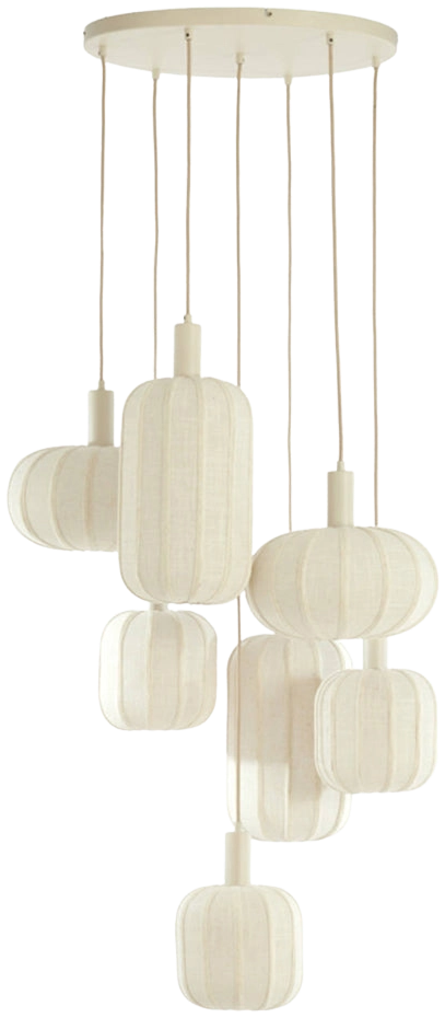 Lámpara colgante metal lino textil crema Ø53x34 cm 7 luces E27 - LLLC0602