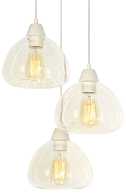 Lámpara colgante metal brema vidrio transparente 3 luces Ø30x150 cm- LLLC0587