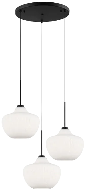 Lámpara colgante metal negro vidrio empavonado 3 luces Ø64cm E27 - ONLC0060