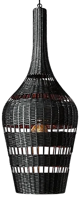 Lámpara colgante ratán negro Ø50 cm E27 - LGLC0171