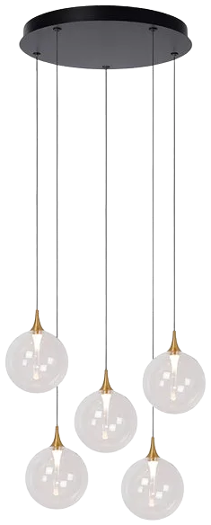 Lámpara colgante vidrio metal negro dorado Ø480 cm LED 5x3.8W - LULC0279