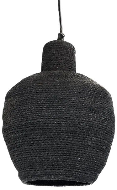 Lámpara colgante fibra natural Negro Ø11x18X5 cm E27 - MFLC0019