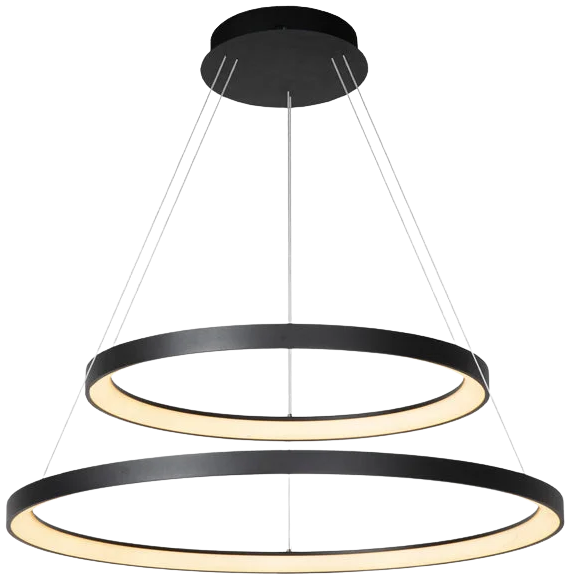 Lámpara colgante negro doble aro Ø75x Ø56 cm LED 92 W - OYLC0018