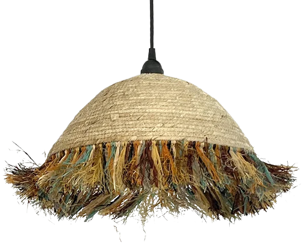 Lámpara colgante ratán natural Ø33x14 cm E27 - OPLC0055