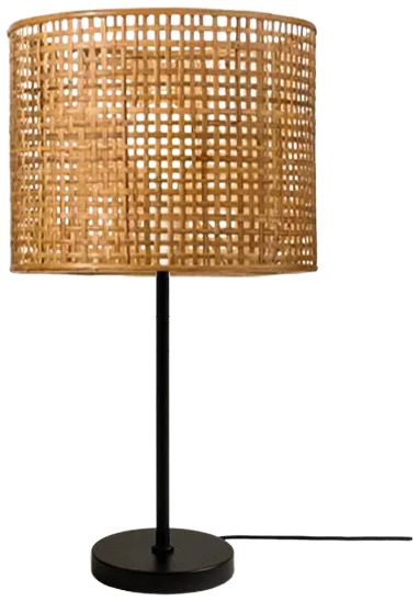 Lámpara sobremesa metal negro ratán natura Ø35,5x58 cm E27 - PLLS0003