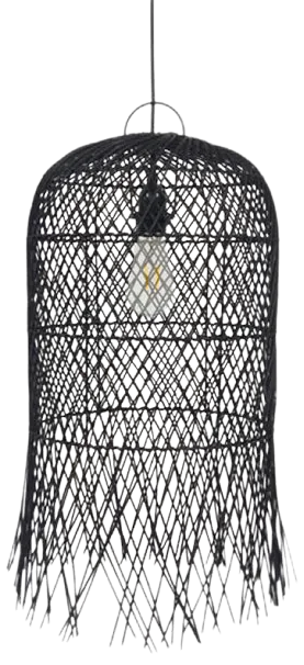 Lámpara colgante ratán negro Ø33x61 cm E27 - PLLC0004