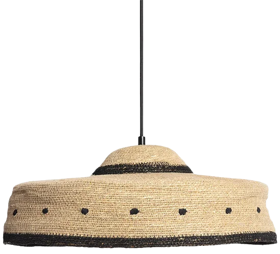 Lámpara colgante yute natural negro Ø45x16 cm E27 - OPLC0020