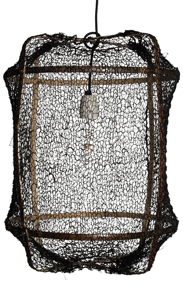 Lámpara colgante bambú malla sisal negro Ø41 cm E27 - AYLC0004