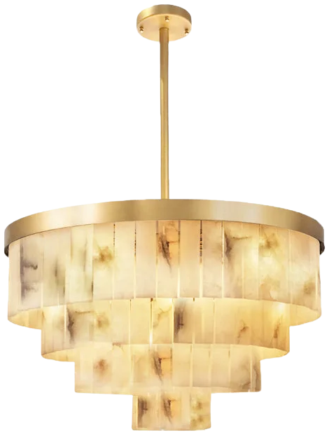 Lámpara colgante metal bronce alabastro blanco jaspeado Ø81x1,51 cm 16 luces E14 - LGLC0127
