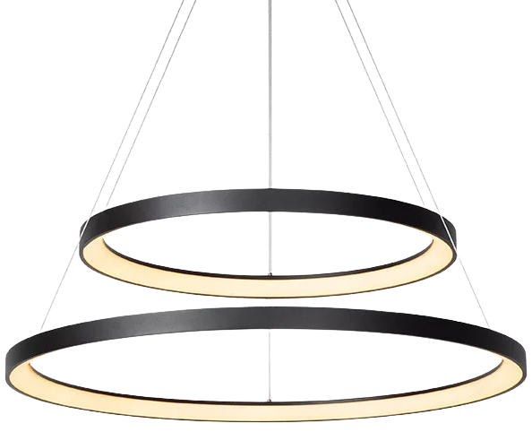 Lámpara colgante negro doble aro Ø 78 x Ø 59 LED 92 W - LULC0205