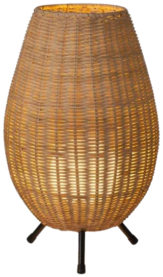 Lámpara sobremesa aluminio negro ratán natural Ø22x36 cm G9 - LULS0118