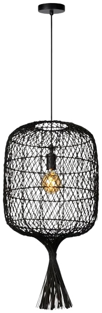Lámpara colgante ratán negro Ø40x79x1,790 cm E27 - LULC0144
