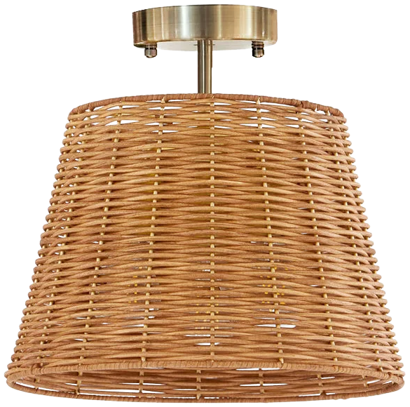 Plafón metal bronce ratán natural Ø32x34 cm E27 - LGPL0014