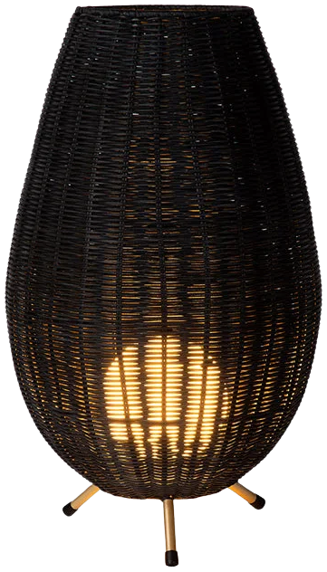 Lámpara sobremesa aluminio dorado ratán negro Ø30x50 cm G9 - LULS0164