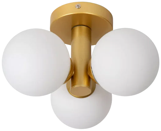 Plafón baño metal oro mate vidrio opal Ø28 cm 3xG9 - LUPL0080