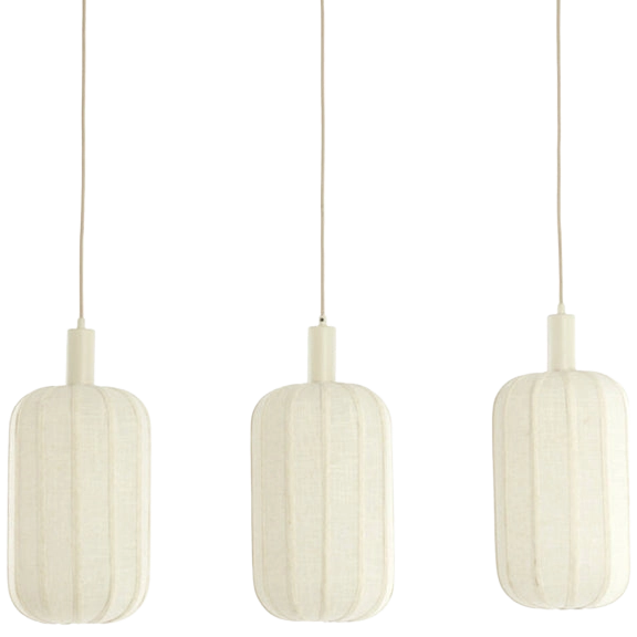 Lámpara colgante metal llino textil crema 80x21x34 cm 3 luces E27 - LLLC0599