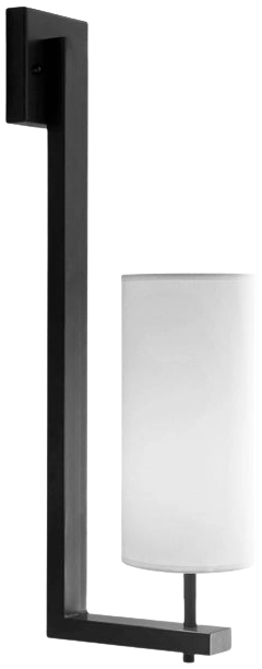 Aplique metal negro pantalla tela blanco 10x19x55 cm - LGAP0122