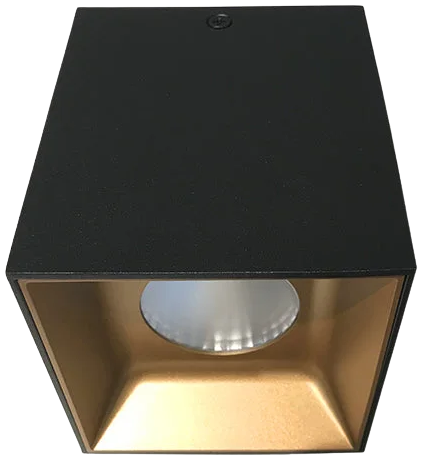 Foco sobrepuesto dimeable fijo metal negro oro mate 9,5x11,4 cm LED 12W - TOFO0040