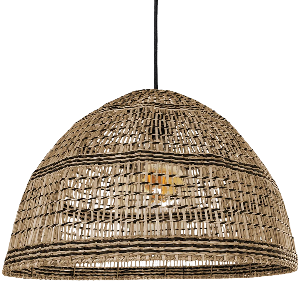 Lámpara colgante fibra natural detalles en negro 60x42 cm E27 - BRLC0061