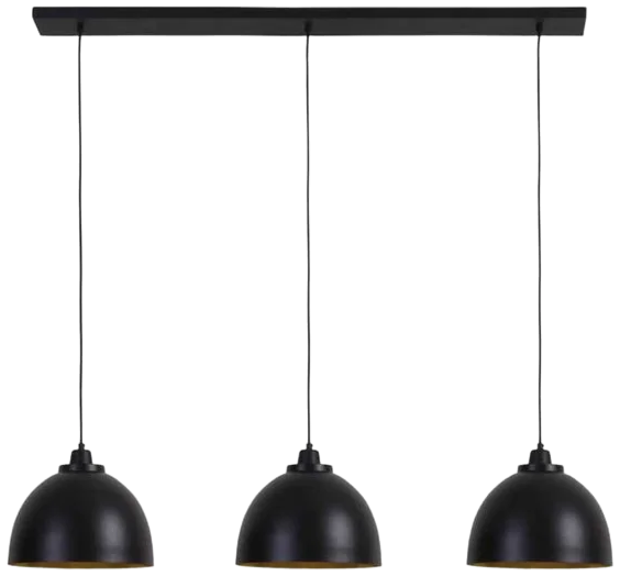 Lámpara colgante metal negro interior oro 3 Luces cm E27 - LLLC0555