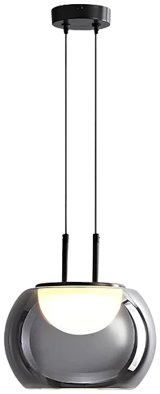 Lámpara colgante metal negro vidrio humo 19cm 5W LED - RILC0014
