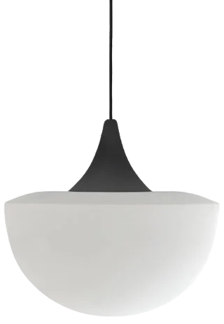Lámpara colgante metal negro vidrio opal Ø22cm E27 - RILC0012