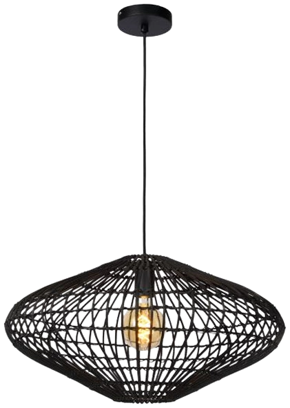 Lámpara colgante ratán negro Ø 56 cm E27 - LULC0151