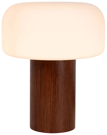Lámpara de mesa madera café vidrio opal Ø22x28 cm E14 - LULS0194