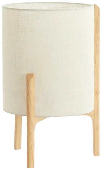 Lámpara de mesa madera natural lino blanco Ø28x44 cm - LLLS0365