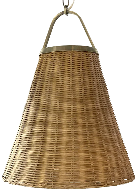 Lámpara metal bronce ratán natural Ø32x1,20 cm E27 - LGLC0177