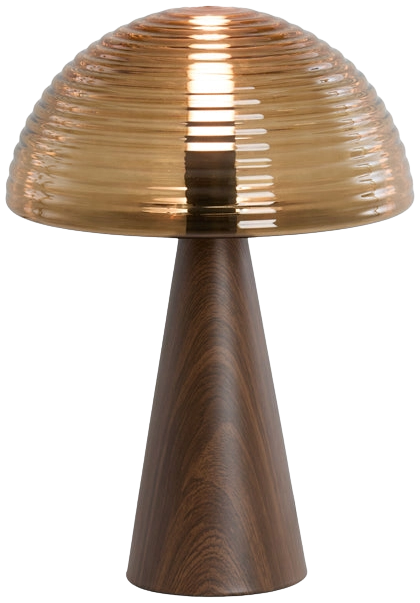 Lámpara sobremesa metal imitación madera vidrio café Ø30x43 E27 - LLLS0345