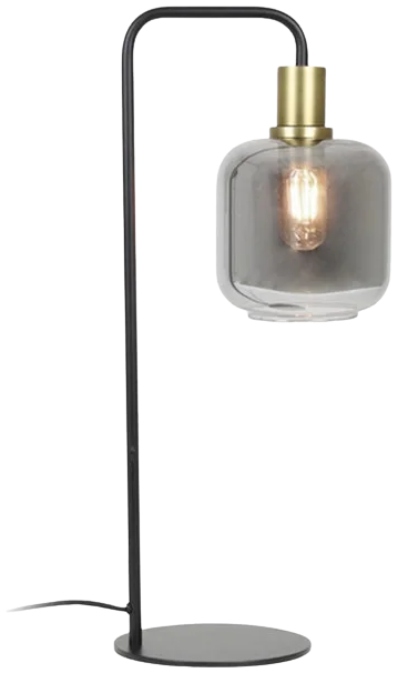 Lámpara sobremesa metal vidrio negro dorado humo Ø 18x58 cm E27 - LLLS0185