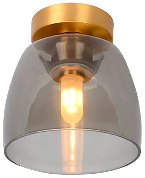 Plafón metal vidrio bronce humo IP44 Ø 16.1x16.8 cm G9 - LUPL0013