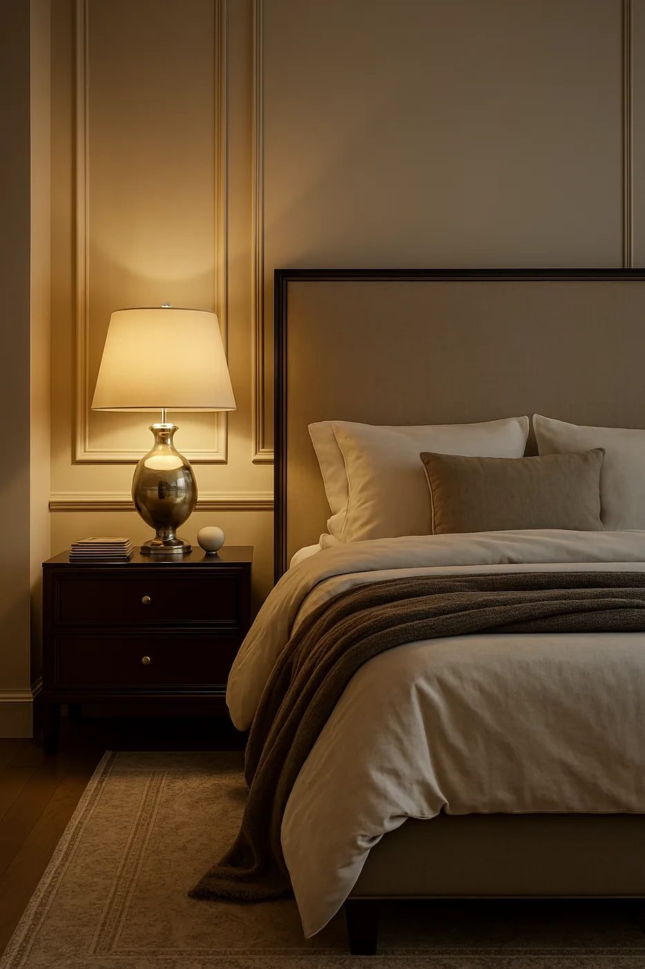 Dormitorio decorado en estilo clásico moderno